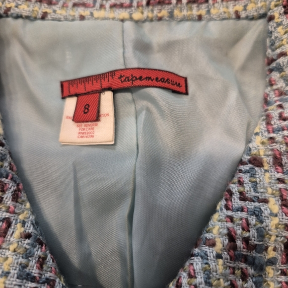 Tape Measure Faux Fur Collar Tweed Jacket - Picture 6 of 8